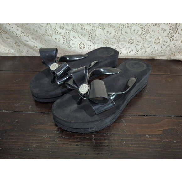 EUC BCBGeneration Paris Women's Bow Tie Platform Thong Sandal/Sz. 7B - Picture 1 of 8